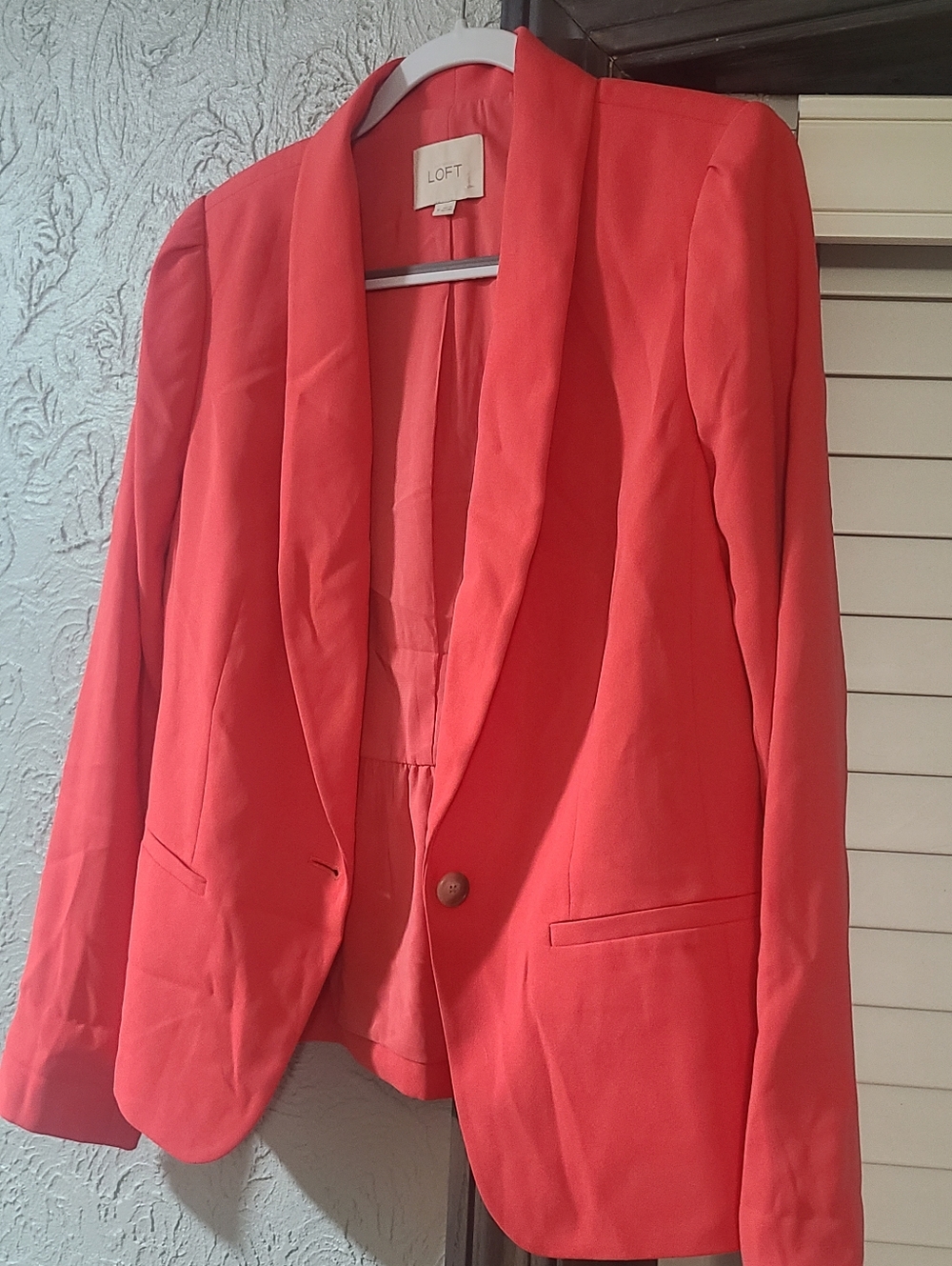 LOFT Coral-Pink Shawl Collar One Button Blazer - Picture 11 of 15